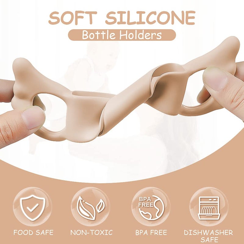 Aolso Silicone Baby Bottle Handles, 2PCS Pink/White Easy Grip Handles for Wide-Neck Bottles, BPA-Free, Dishwasher Safe - Image 3